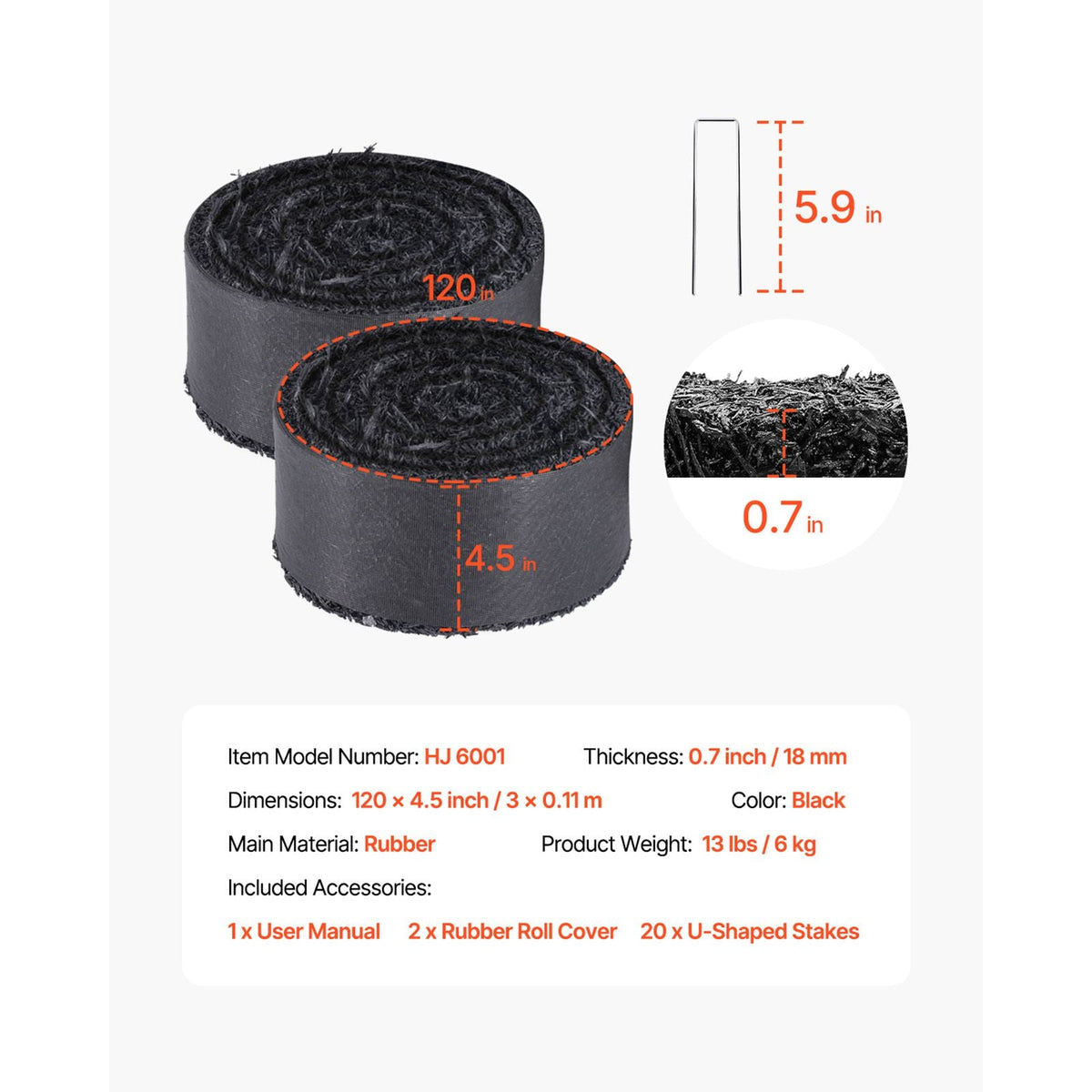 Rubber Mulch for Landscaping, 2 Rolls Recycled Rubber Mulch Mat 120 x 4.5 in, Permanent Rubber Pathway, Natural-Looking Black Mulch Garden Edging for Plants, Vegetables & Flower Garden Barrier