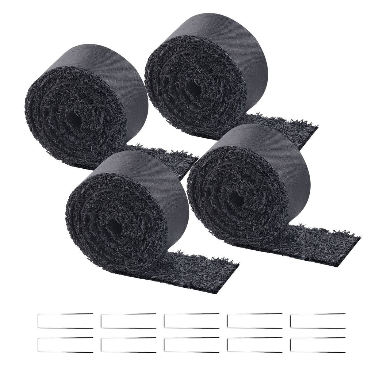 Rubber Mulch for Landscaping, 4 Rolls Recycled Rubber Mulch Mat 120 x 4.5 in, Permanent Rubber Pathway, Natural-Looking Black Mulch Garden Edging for Plants, Vegetables & Flower Garden Barrier