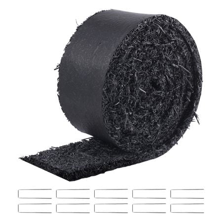 Rubber Mulch for Landscaping, Recycled Rubber Mulch Mat 120 x 4.5 in, Permanent Rubber Pathway, Natural-Looking Black Mulch Garden Edging Border for Plants, Vegetables & Flower Garden Barrier