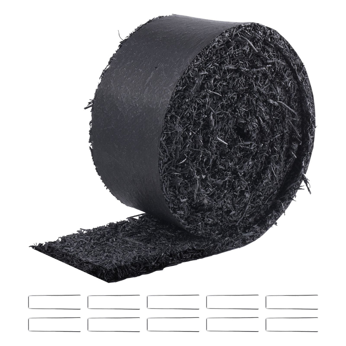 Rubber Mulch for Landscaping, Recycled Rubber Mulch Mat 120 x 4.5 in, Permanent Rubber Pathway, Natural-Looking Black Mulch Garden Edging Border for Plants, Vegetables & Flower Garden Barrier