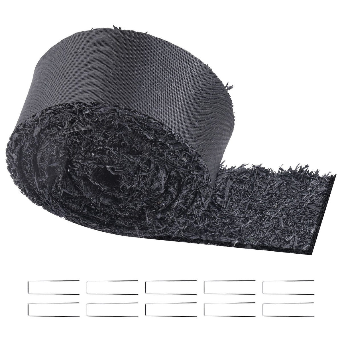 Rubber Mulch for Landscaping, Recycled Rubber Mulch Mat 120 x 4.5 in, Permanent Rubber Pathway, Natural-Looking Black Mulch Garden Edging Border for Plants, Vegetables & Flower Garden Barrier