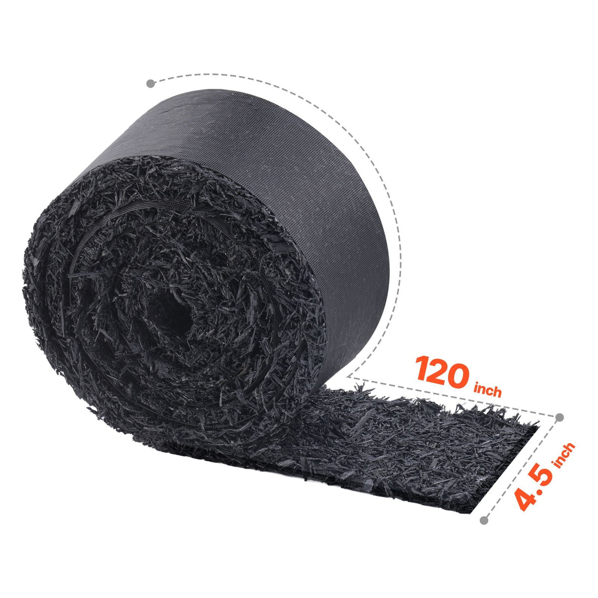 Rubber Mulch for Landscaping, Recycled Rubber Mulch Mat 120 x 4.5 in, Permanent Rubber Pathway, Natural-Looking Black Mulch Garden Edging Border for Plants, Vegetables & Flower Garden Barrier