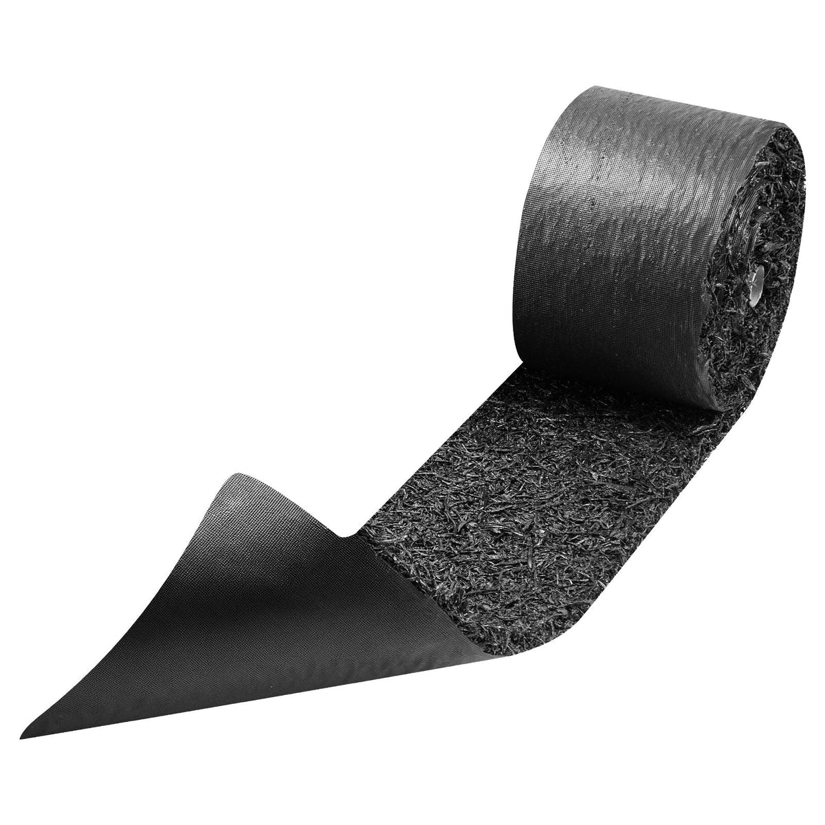 Rubber Mulch Mat Roll, 140 x 4.5 in, Recycled Rubber Permanent Mulch Edging Border, Natural-Looking Flower Barrier with Stakes, 0.5 in Thick Cuttable Garden Edgings for Landscaping