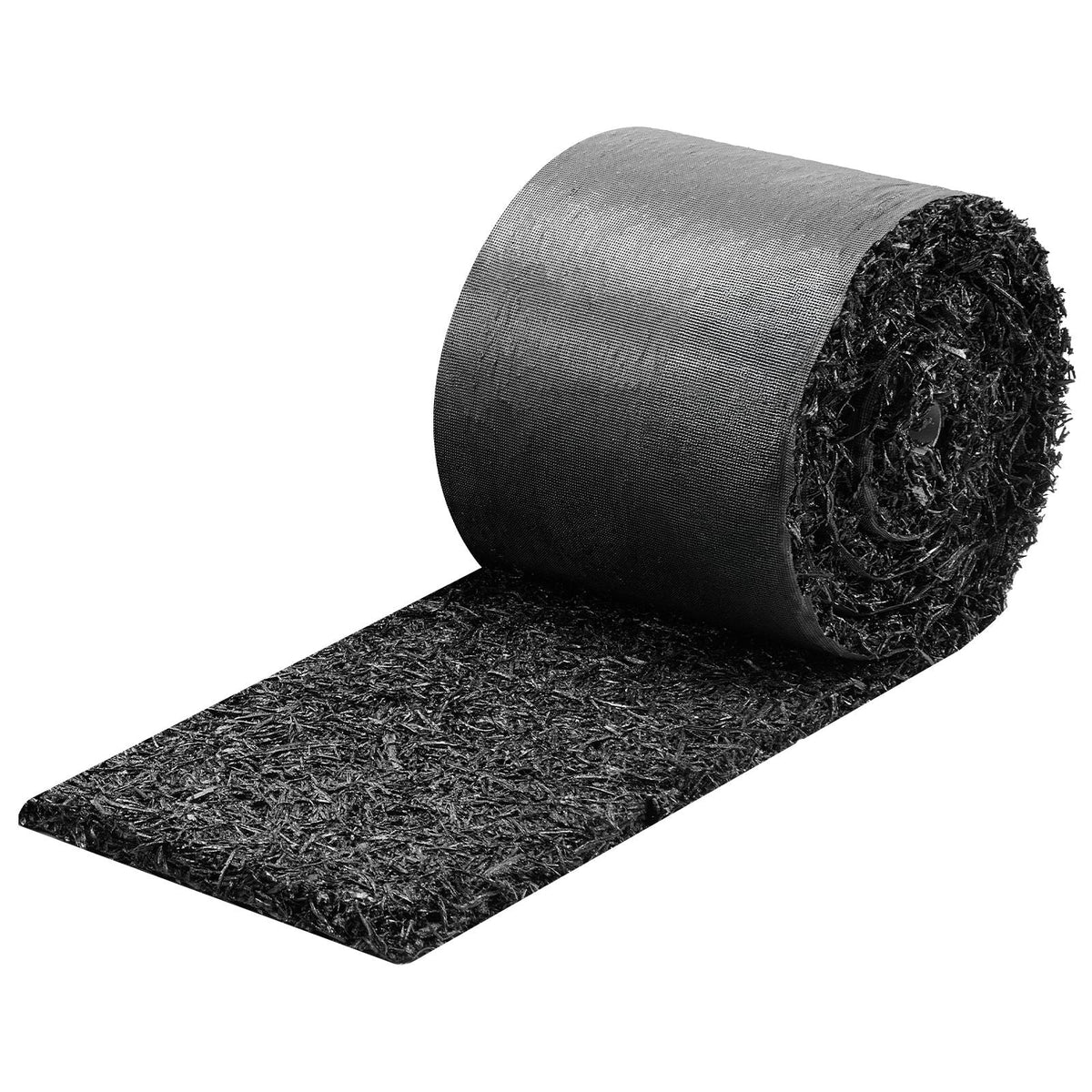 Rubber Mulch Mat Roll, 140 x 4.5 in, Recycled Rubber Permanent Mulch Edging Border, Natural-Looking Flower Barrier with Stakes, 0.5 in Thick Cuttable Garden Edgings for Landscaping