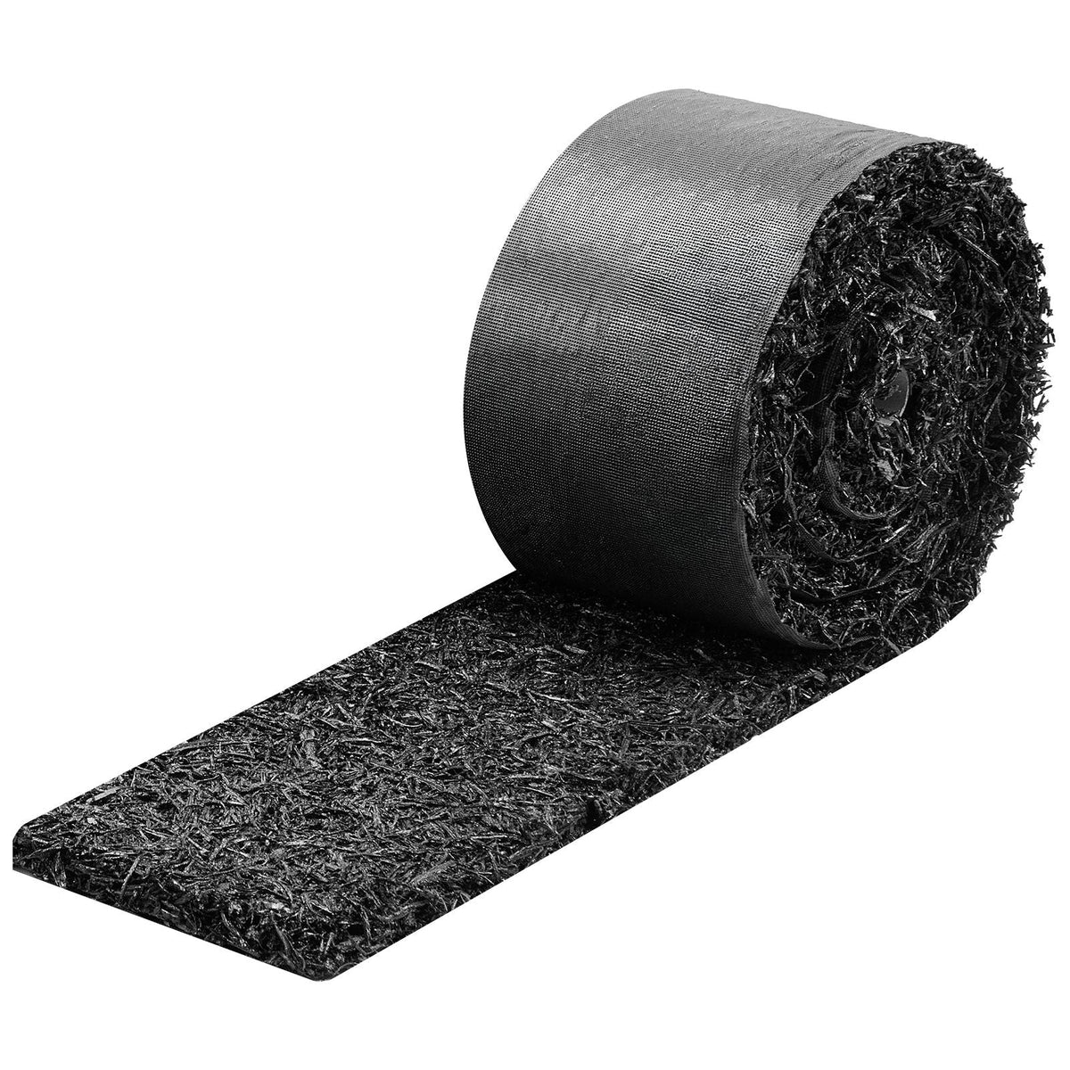Rubber Mulch Mat Roll, 2 Rolls 120 x 4.5 in, Recycled Rubber Permanent Mulch Edging Border, Natural-Looking Flower Barrier with Stakes, 0.5 in Thick Cuttable Garden Edgings for Landscaping