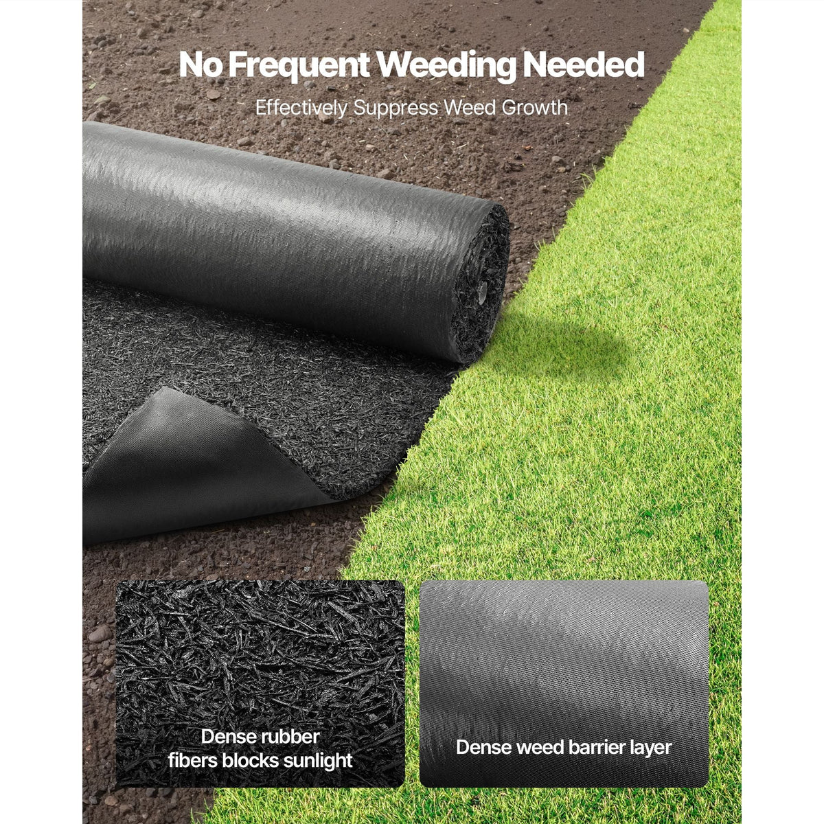 Rubber Mulch Mat Roll, 96 x 24 in Recycled Rubber Mulch Mat, 0.5 Thick Cuttable, Reduced Weed Growth, Natural-Looking Weed Barrier Mat, Permanent Walkway Pathway for Landscaping