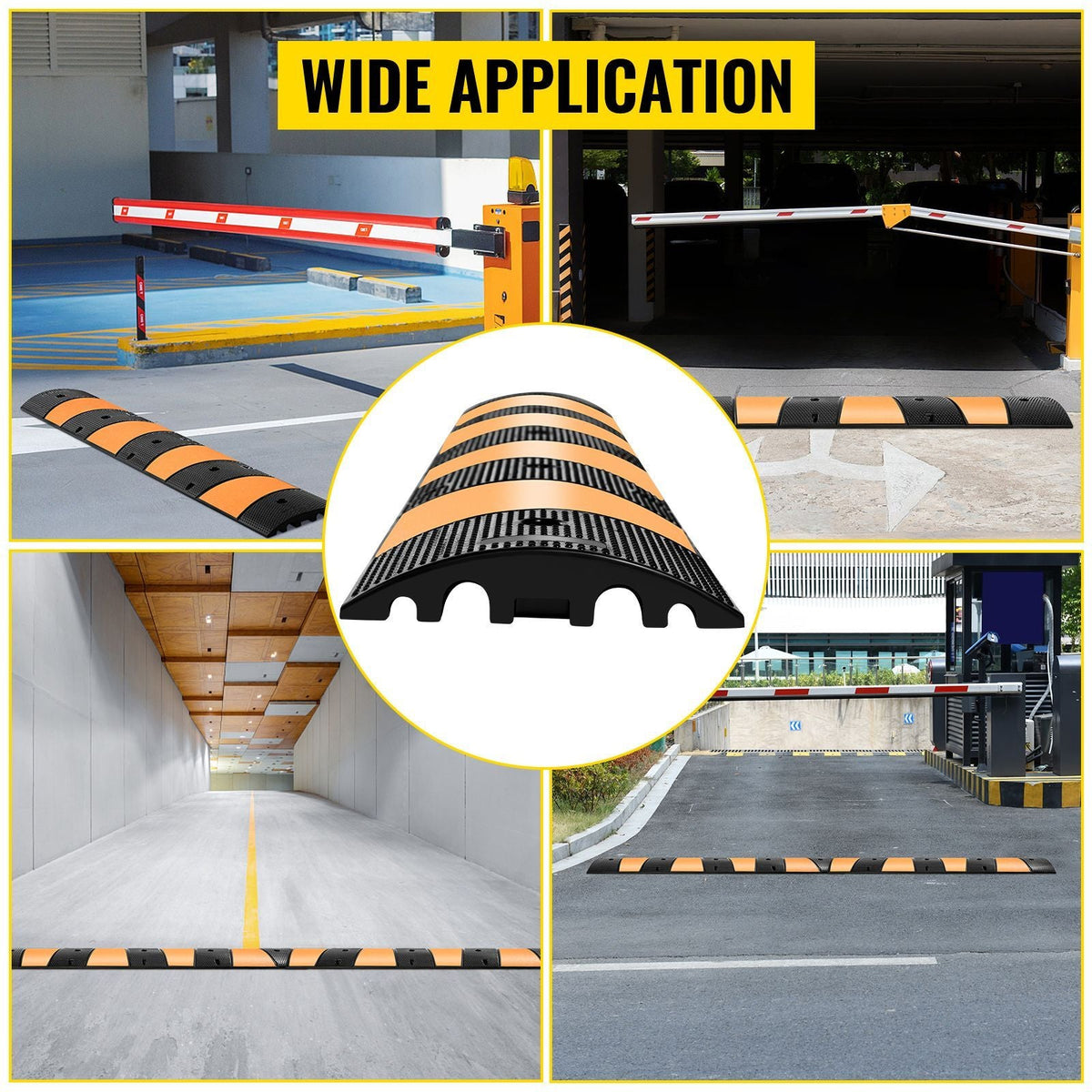 Rubber Speed Bump, 1 Pack 2 Channel Speed Bump Hump, 72.8\" Long Modular Speed Bump Rated 22000 LBS Load Capacity, 72.8 x 12.2 x 2.2 Garage Speed Bump for Asphalt Concrete Gravel Driveway-6 FT