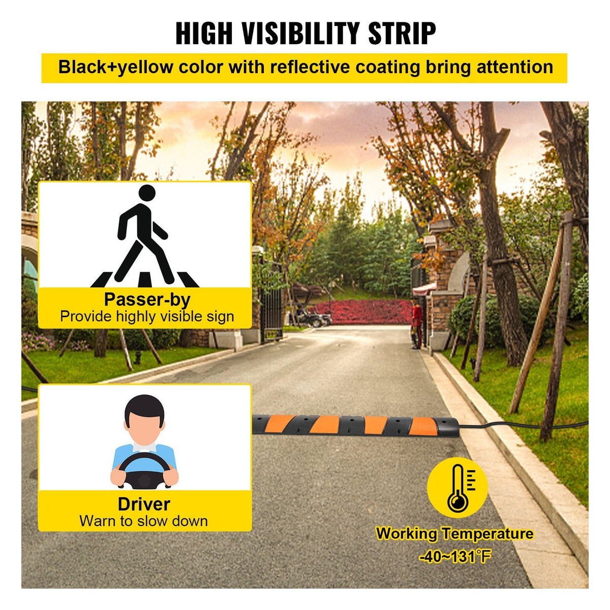 Rubber Speed Bump, 1 Pack 2 Channel Speed Bump Hump, 72.8\" Long Modular Speed Bump Rated 22000 LBS Load Capacity, 72.8 x 12.2 x 2.2 Garage Speed Bump for Asphalt Concrete Gravel Driveway-6 FT