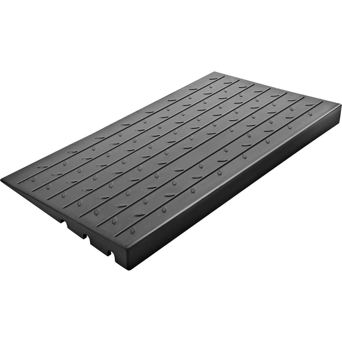 Rubber Threshold Ramp, 4\" Rise Threshold Ramp Doorway, 3 Channels Cord Cover Rubber Solid Threshold Ramp, Rubber Angled Entry Rated 2200 Lbs Load Capacity for Wheelchair and Scooter