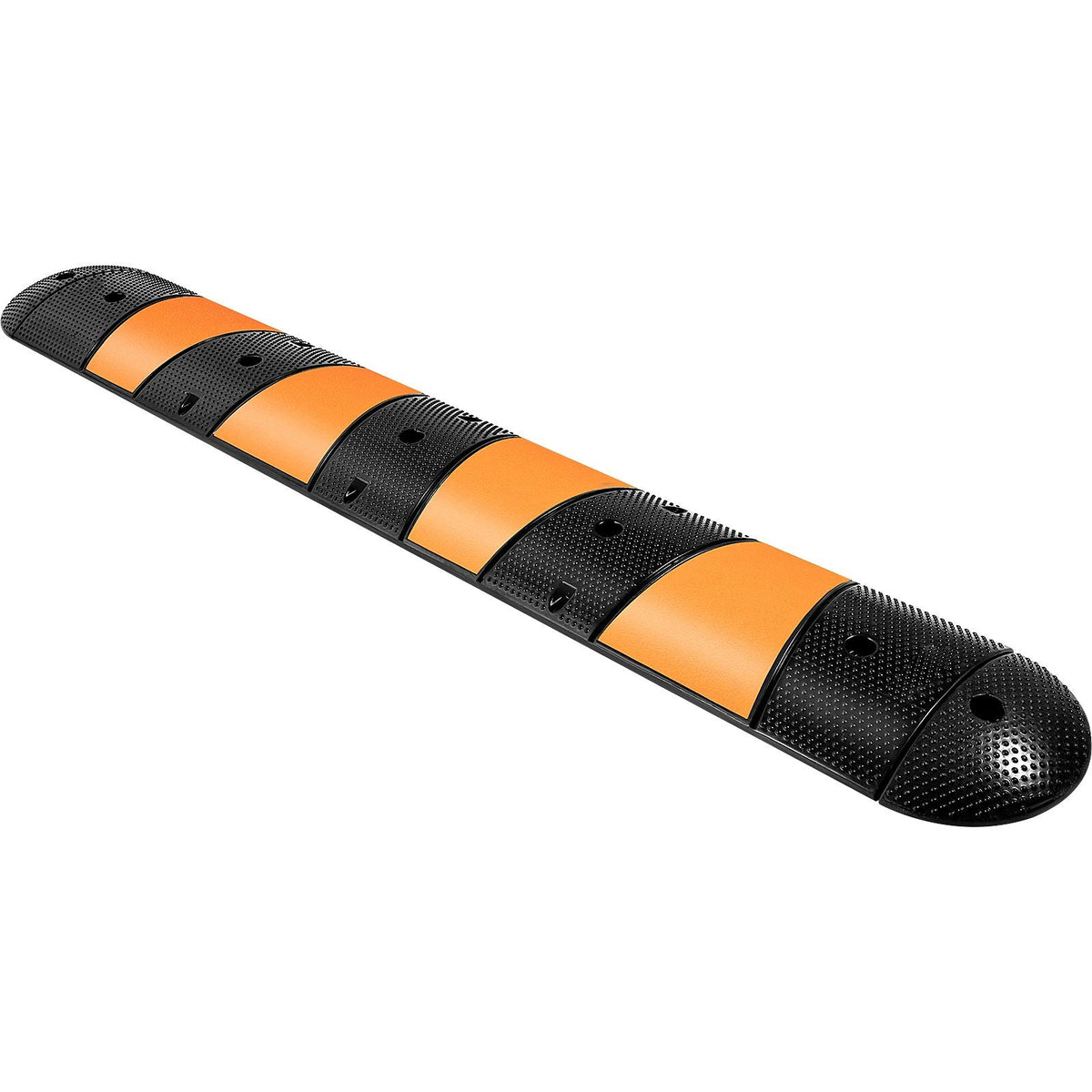 Rubber Traffic Calming Device, Single Unit with Dual Channels, 72" Length Modular Design Supports Up to 22000 LBS, Dimensions 72.8 x 12.2 x 2.2, Suitable for Asphalt, Concrete, and Gravel Sur