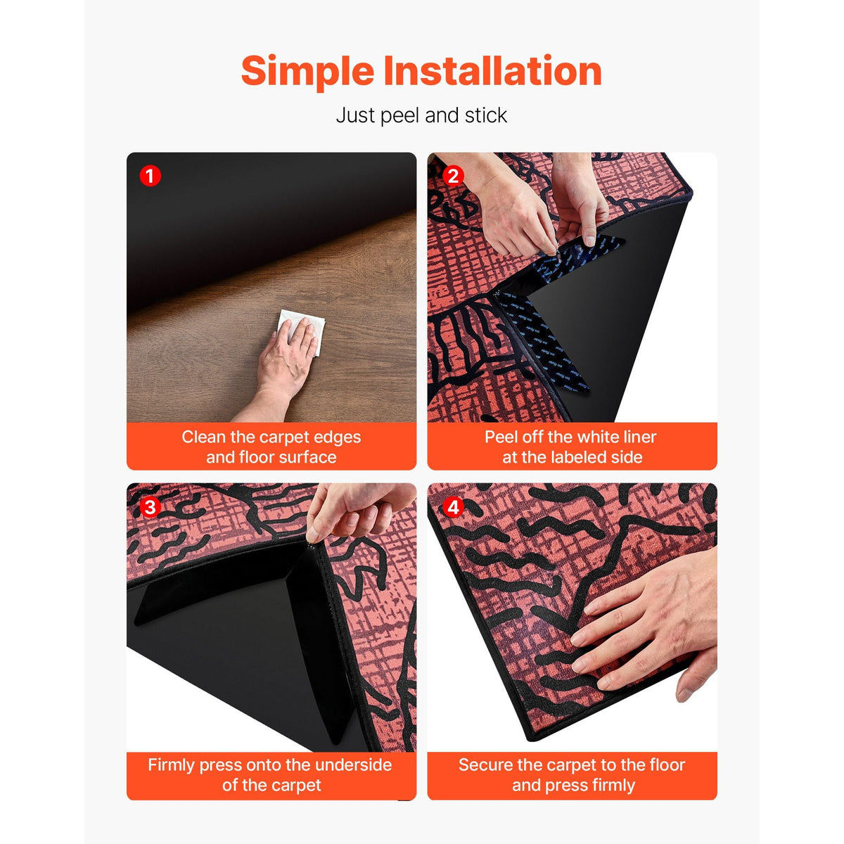 Rug Gripper, 12 PCS, Strong Adhesive and Residue-Free, Double Sided Non-Slip Carpet Stickers for Area Rugs, Keep Corners from Curling and Bunching, for Holding Rugs in Place on Hardwood Floors