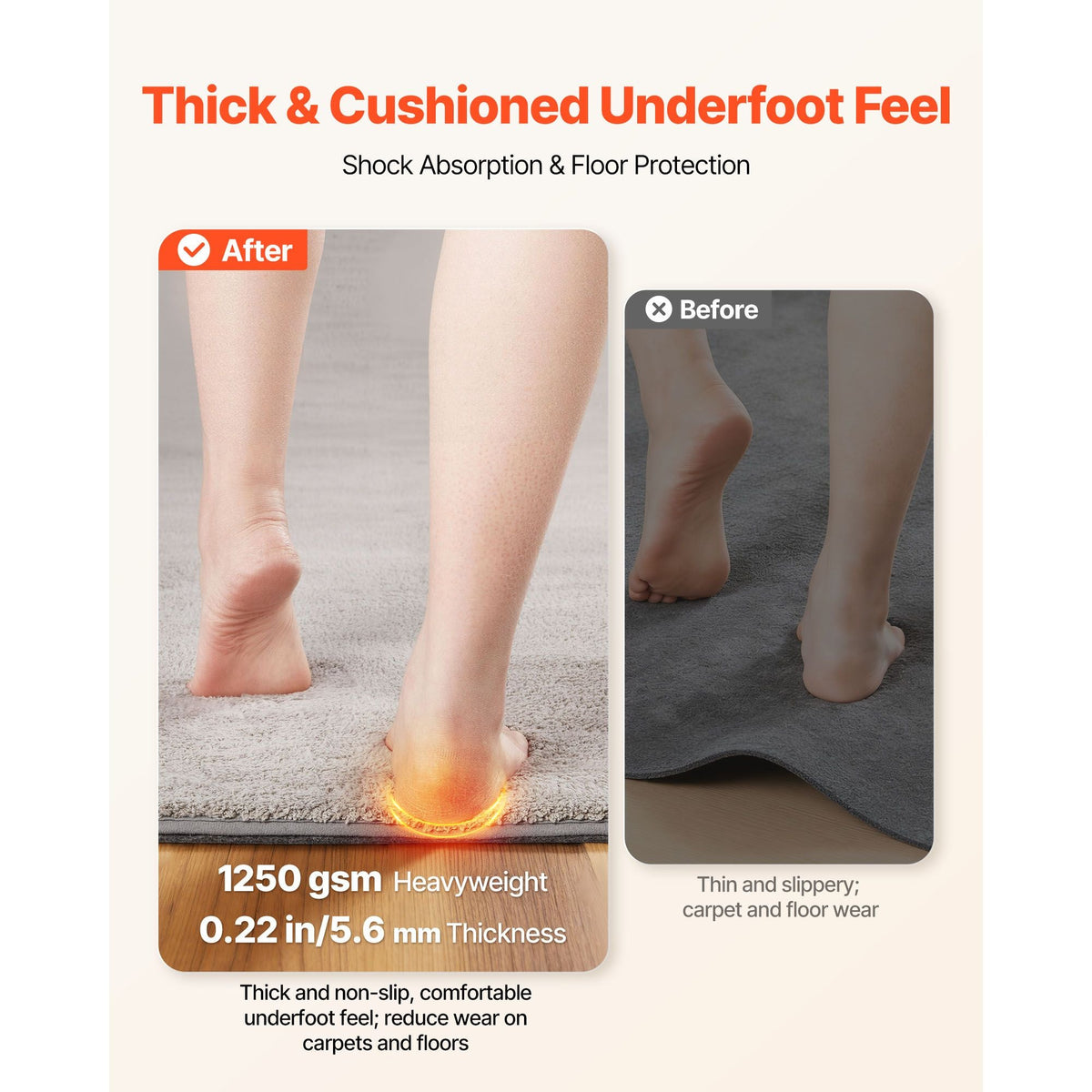 Rug Pad 3 x 5 ft, Non-slip Carpet Area Pad, Rug Mat Padding with Dual Surface Felt Cushion & Rubber Gripper, Hardwood Floor Protection for All Floors, Finishes, Keeps Carpets in Place