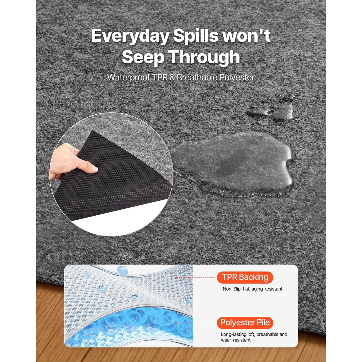 Rug Pad 5 x 7 ft, Non-slip Carpet Area Pad, Rug Mat Padding with Dual Surface Felt Cushion & Rubber Gripper, Hardwood Floor Protection for All Floors, Finishes, Keeps Carpets in Place