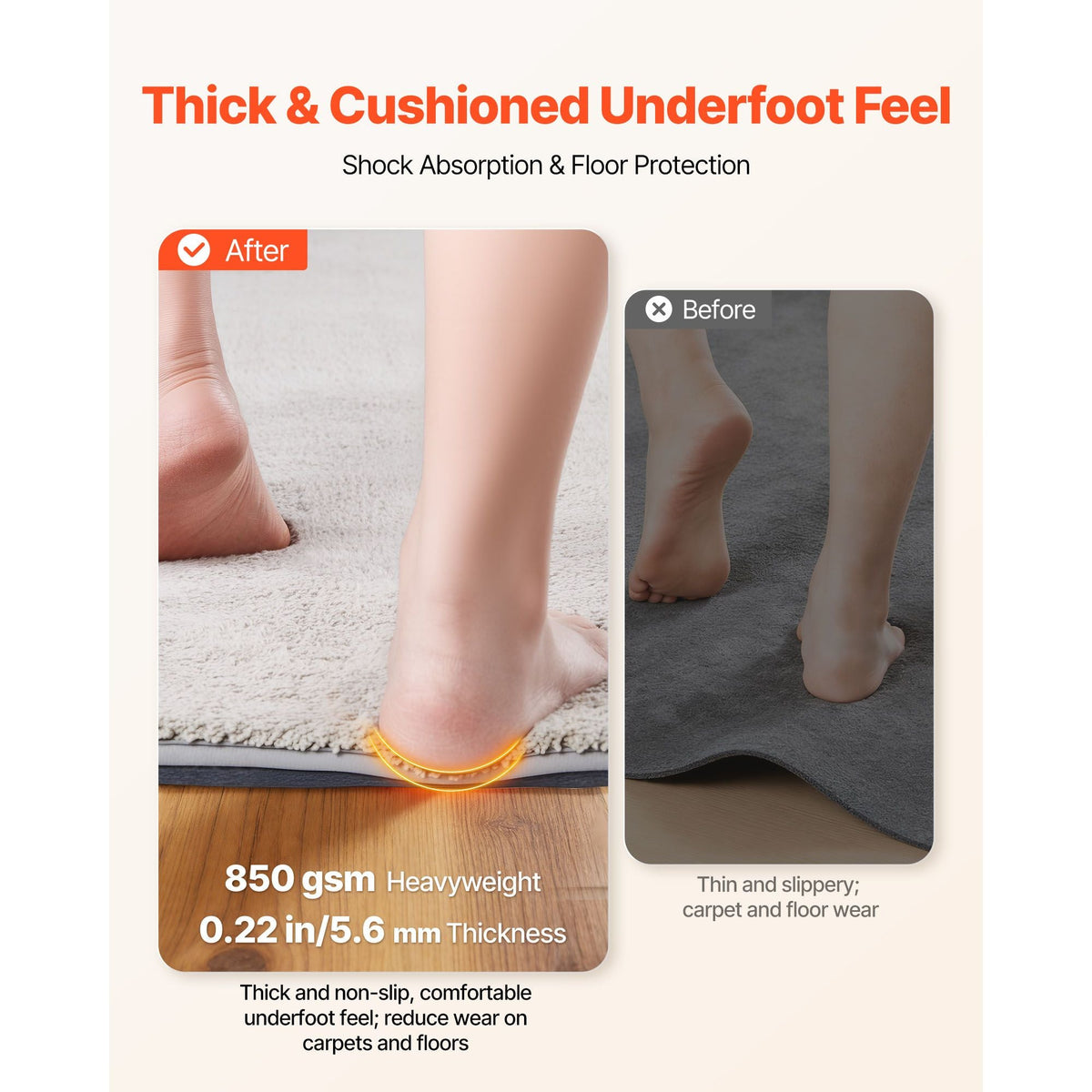 Rug Pad 8 x 5 ft, Non-slip Carpet Area Pad, Rug Mat Padding with Dual Surface Felt Cushion & Rubber Gripper, Hardwood Floor Protection for All Floors, Finishes, Keeps Carpets in Place