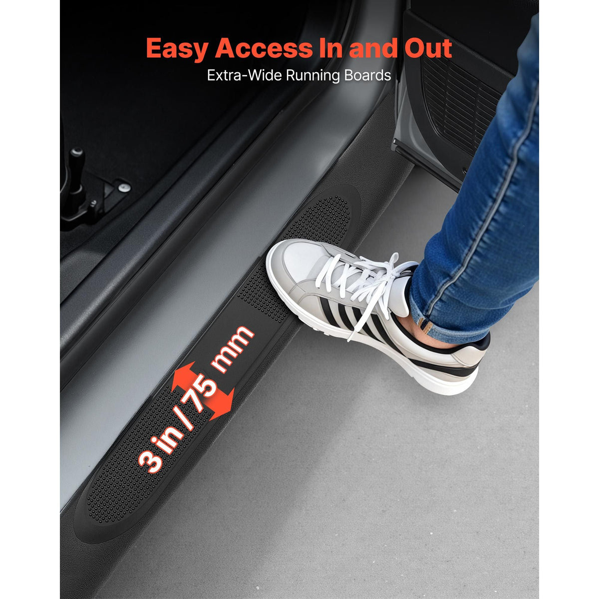 Running Boards, 3 Inches Side Steps Compatible with 2019-2025 Chevy GMC 1500/2500HD/3500HD Crew Cab, Black Carbon Steel Nerf Bars, 550 lbs Load Capacity, Non-Slip Surface with Rustproof Coating