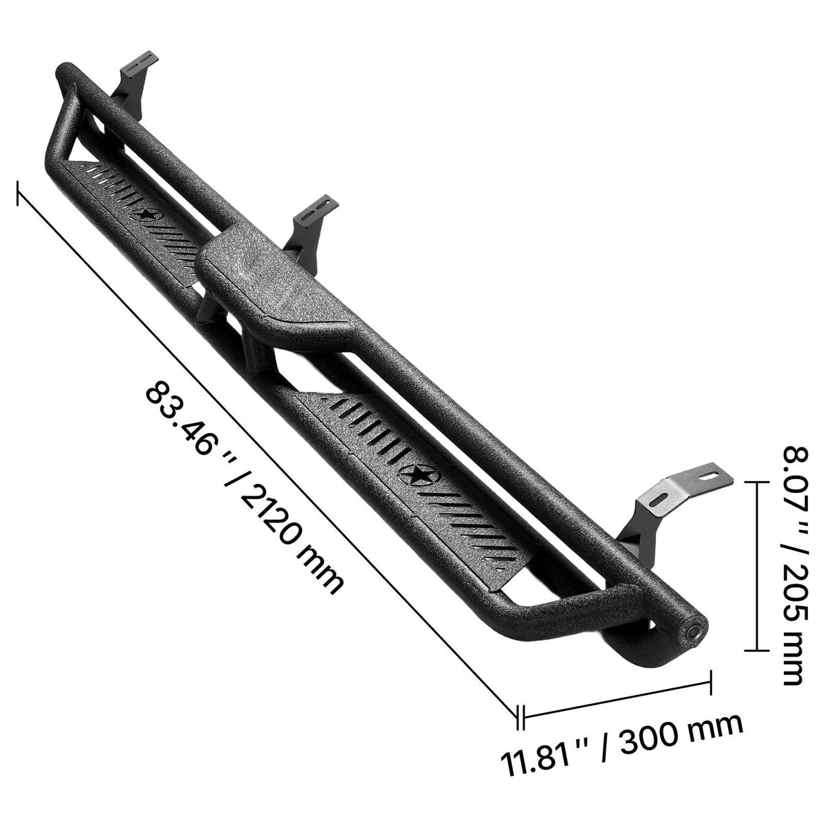 Running Boards, 6 Inches Side Steps Compatible with 2005-2023 Toyota Tacoma Double Cab, Black Carbon Steel Nerf Bars, 550 lbs Load Capacity, Wide Non-Slip Hollow Surface with Rustproof Coating