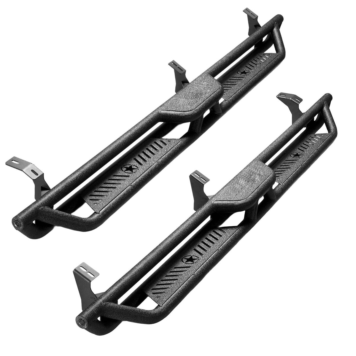 Running Boards, 6 Inches Side Steps Compatible with 2005-2023 Toyota Tacoma Double Cab, Black Carbon Steel Nerf Bars, 550 lbs Load Capacity, Wide Non-Slip Hollow Surface with Rustproof Coating