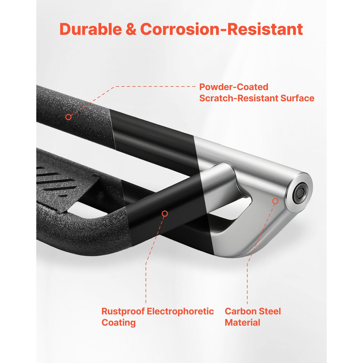 Running Boards, 6 Inches Side Steps Compatible with 2005-2023 Toyota Tacoma Double Cab, Black Carbon Steel Nerf Bars, 550 lbs Load Capacity, Wide Non-Slip Hollow Surface with Rustproof Coating