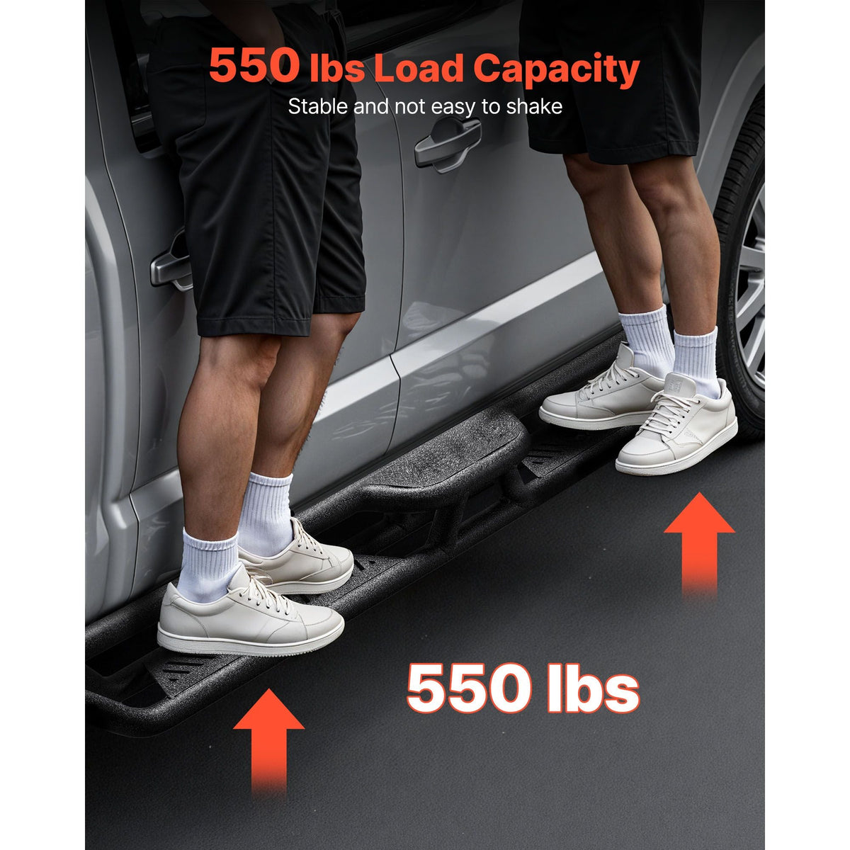 Running Boards, 6 Inches Side Steps Compatible with 2007-2018 Jeep Wrangler JK 4 Door, Black Carbon Steel Nerf Bars, 550 lbs Load Capacity, Wide Non-Slip Hollow Surface with Rustproof Coating
