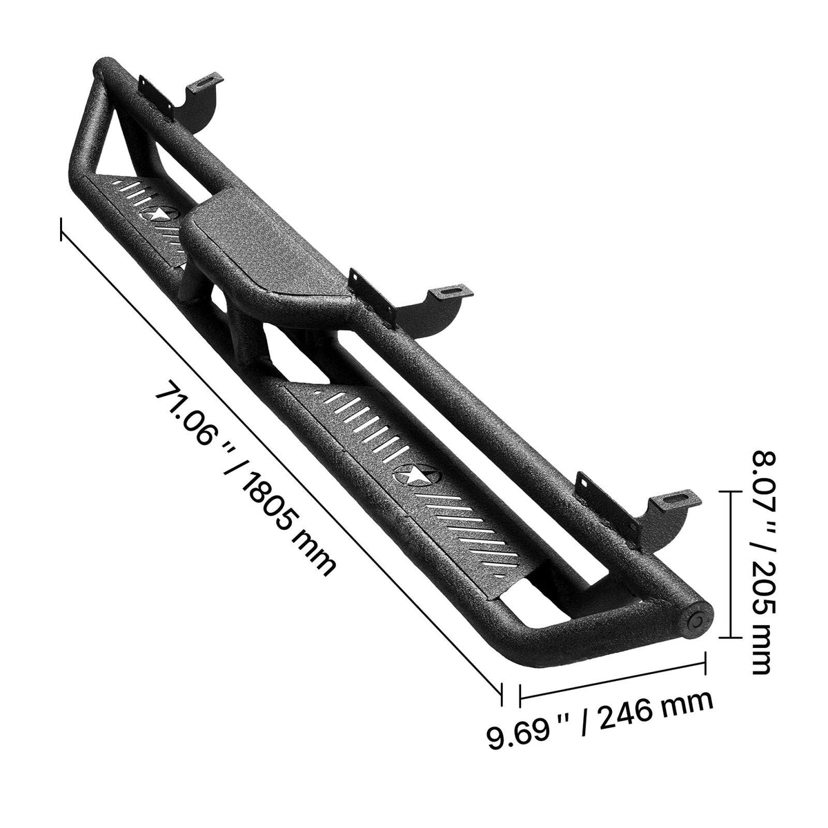 Running Boards, 6 Inches Side Steps Compatible with 2007-2018 Jeep Wrangler JK 4 Door, Black Carbon Steel Nerf Bars, 550 lbs Load Capacity, Wide Non-Slip Hollow Surface with Rustproof Coating
