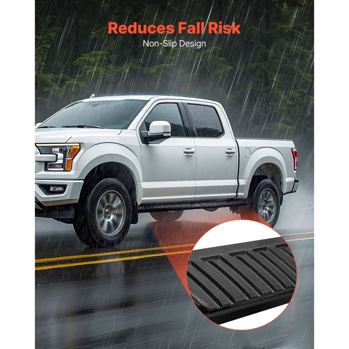 Running Boards, 6 Inches Side Steps Compatible with 2015-2025 Ford F150 SuperCrew Cab, 2017-2024 Ford F-250 F-350 SuperCrew Cab, Black Textured Aluminum Alloy Nerf Bars, 500 lbs Load Capacity