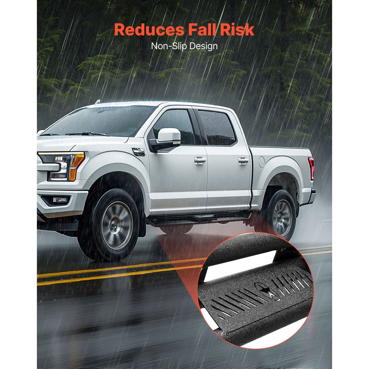 Running Boards, 6 Inches Side Steps Compatible with 2015-2025 Ford F150 SuperCrew Cab, 2017-2025 Ford F150 SuperCrew Cab, Black Carbon Steel Nerf Bars, 550 lbs Load Capacity, Non-Slip Surface