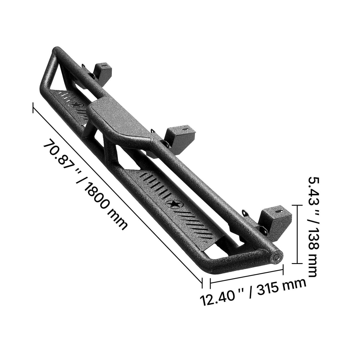 Running Boards, 6 Inches Side Steps Compatible with 2018-2025 Jeep Wrangler JL 4 Door, Black Carbon Steel Nerf Bars, 550 lbs Load Capacity, Wide Non-Slip Hollow Surface with Rustproof Coating