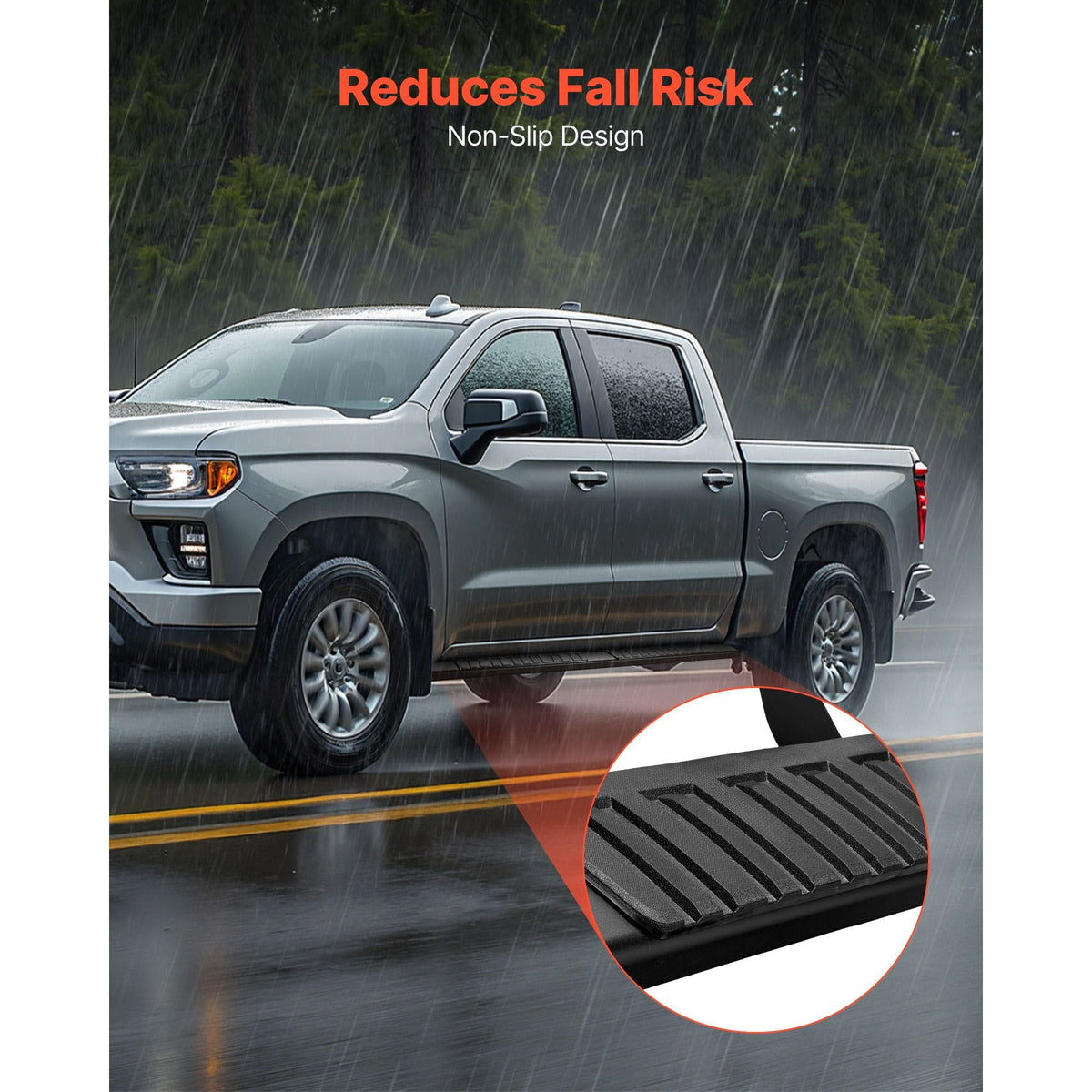 Running Boards, 6 Inches Side Steps Compatible with 2019-2025 Chevy Silverado/GMC Sierra 1500 Crew Cab, 20-25 Chevy Silverado/GMC Sierra 2500HD 3500HD Crew Cab, Black Textured Aluminum Nerf Bars