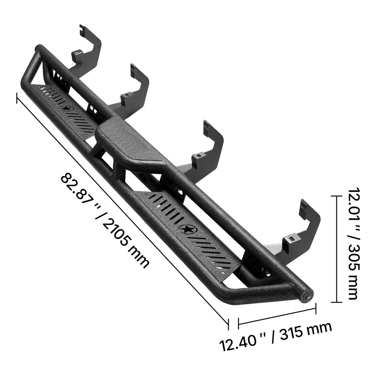 Running Boards, 6 Inches Side Steps Compatible with 2019-2025 Chevy Silverado/GMC Sierra 1500 Crew Cab, 2020-2025 Chevy Silverado/GMC Sierra 2500HD 3500HD Crew Cab, Black Carbon Steel Nerf Bars