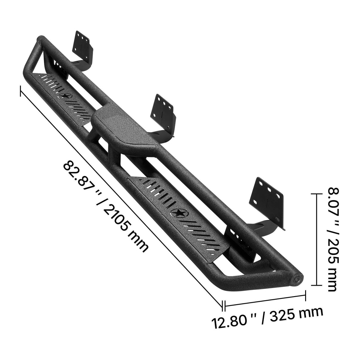 Running Boards, 6 Inches Side Steps Compatible with 2019-2025 Dodge Ram 1500 Crew Cab(Not Fit 2019-2025 1500 Classic), Black Carbon Steel Nerf Bars, 550 lbs Load Capacity