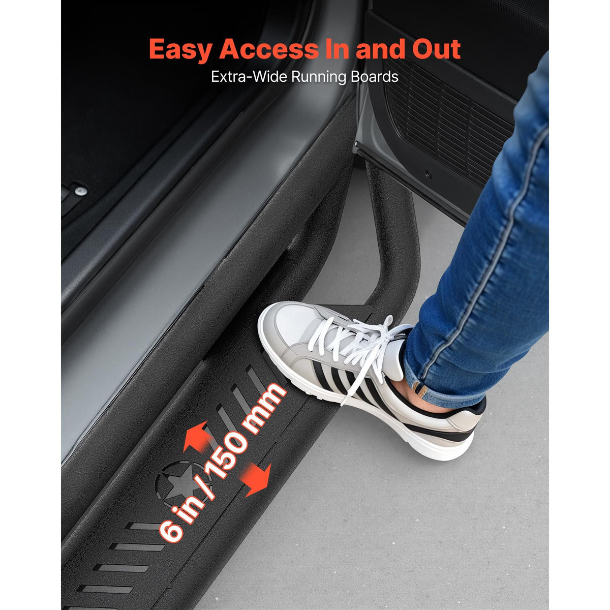 Running Boards, 6 Inches Side Steps Compatible with 2022-2025 Toyota Tundra CrewMax Cab, Black Carbon Steel Nerf Bars, 550 lbs Load Capacity, Wide Non-Slip Hollow Surface with Rustproof Coating
