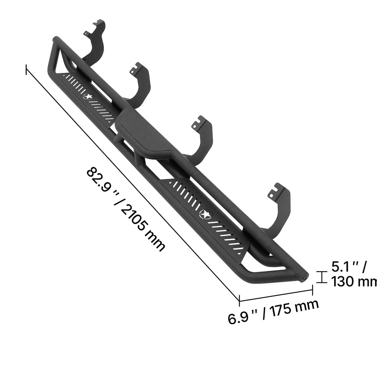 Running Boards, 6 Inches Side Steps Compatible with 2022-2025 Toyota Tundra CrewMax Cab, Black Carbon Steel Nerf Bars, 550 lbs Load Capacity, Wide Non-Slip Hollow Surface with Rustproof Coating