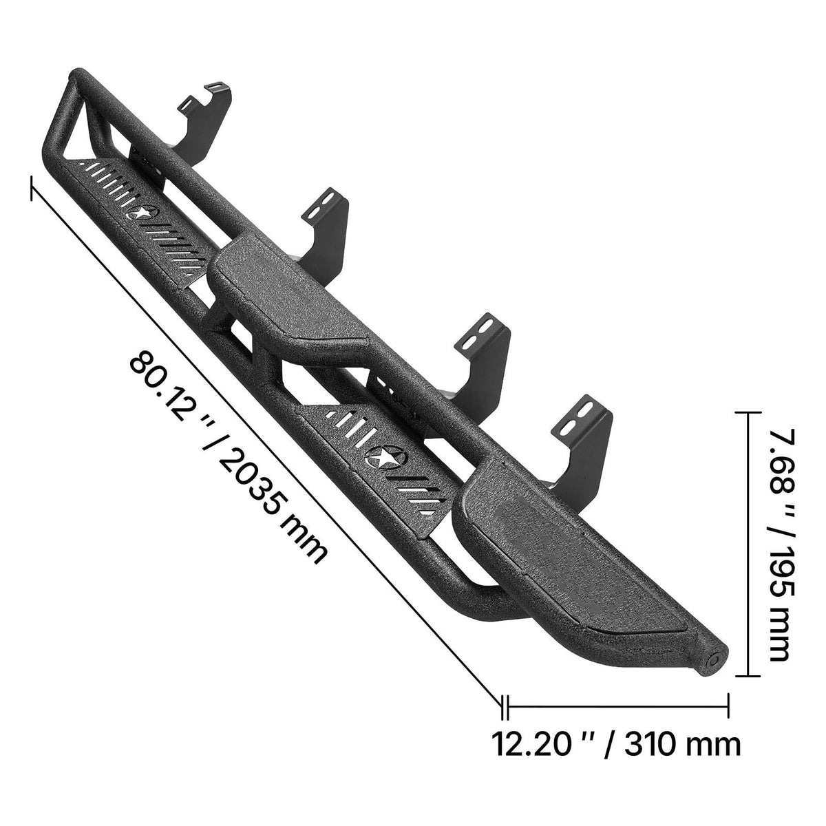 Running Boards, 6 Inches Side Steps Compatible with 2024-2025 Toyota Tacoma Double Cab, Black Carbon Steel Nerf Bars, 550 lbs Load Capacity, Wide Non-Slip Hollow Surface with Rustproof Coating