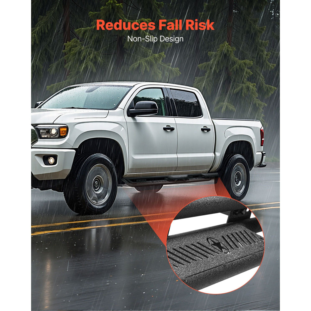 Running Boards, 6 Inches Side Steps Compatible with 2024-2025 Toyota Tacoma Double Cab, Black Carbon Steel Nerf Bars, 550 lbs Load Capacity, Wide Non-Slip Hollow Surface with Rustproof Coating