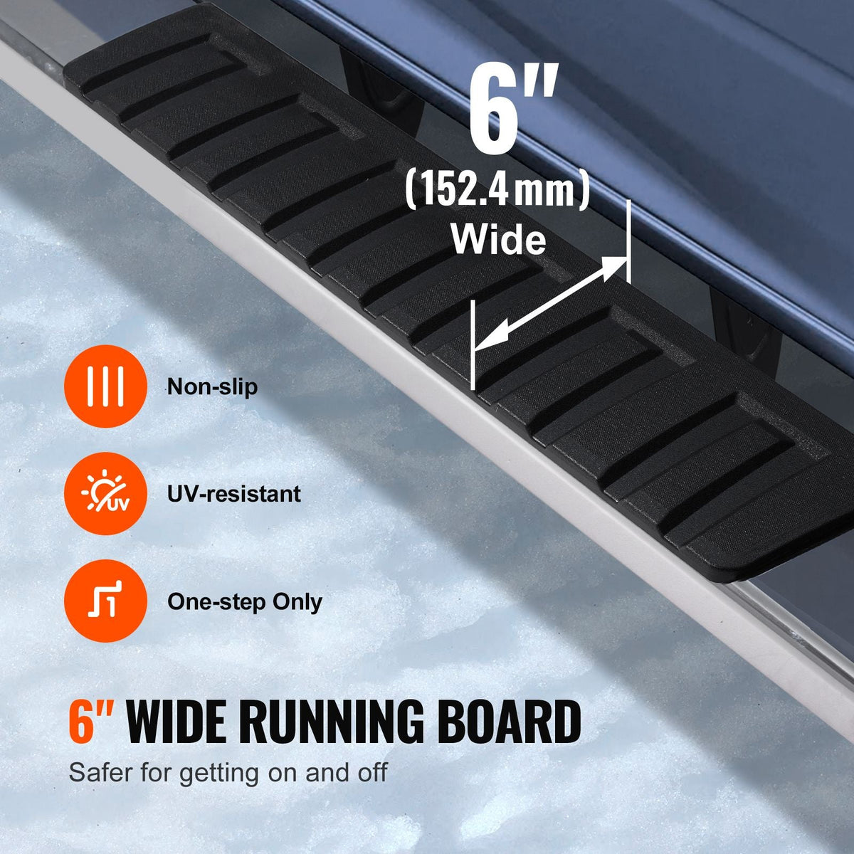 Running Boards, 6" Step Bars Compatible with 2007-2018 Chevy Silverado/GMC Sierra 1500 Crew Cab/2019 2500HD 3500HD 1500 LD, 201 Stainless Steel Side Steps Nerf Bars, 500LBS Capacity, 2 Piece