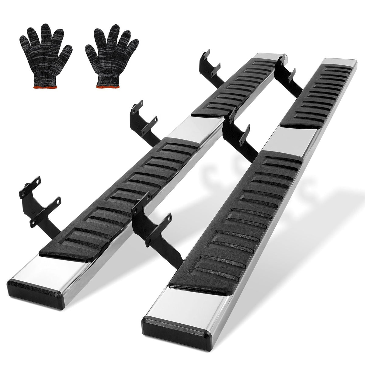 Running Boards, 6" Step Bars Compatible with 2015-2023 Ford F150-Crew Cab/2017-2023 Ford F-250 F-350 Super Duty Crew Cab, 201 Stainless Steel Side Steps Nerf Bars, 500LBS Capacity, 2 Piece