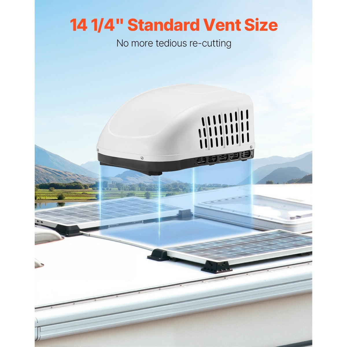 RV Air Conditioner, 13500 BTU Non-Ducted Rooftop RV AC, 65 dB Quiet Design, Highly Compatible with Air-conditioning Unit for Replacing Old Damaged Units, for Campers, Vans, Trailers, White