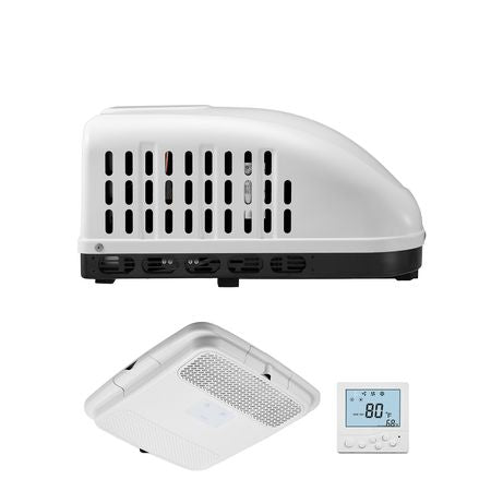 RV Air Conditioner, 13500 BTU Non-Ducted Rooftop RV AC Unit, 65 dB Quiet Design, Including Air Distribution Box, Operation Panel and Installation Hardware, for Campers, Vans, Trailers, White