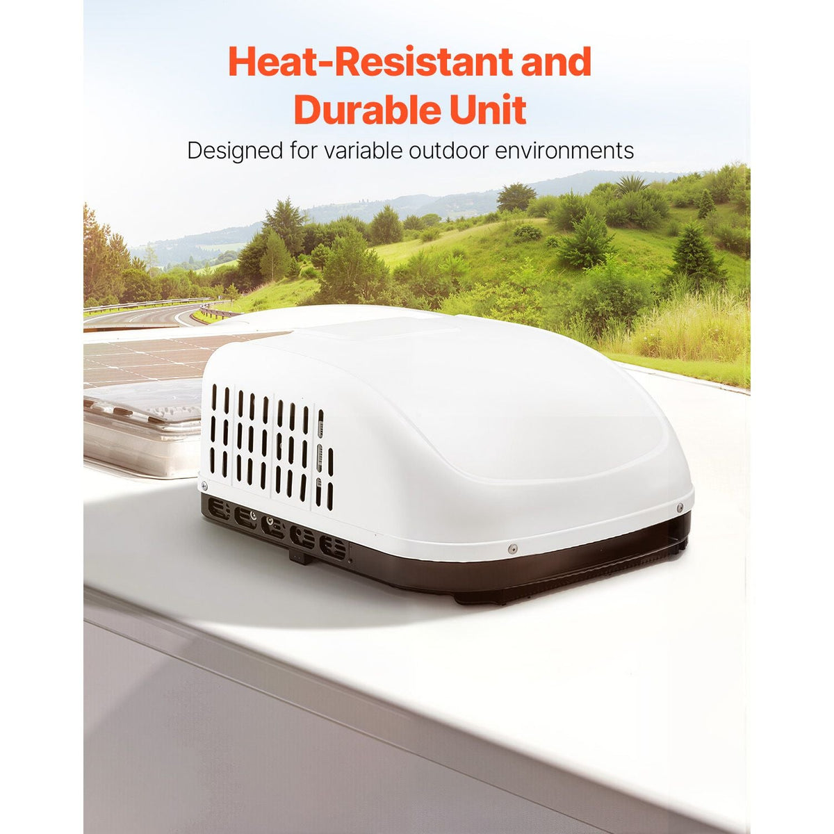 RV Air Conditioner, 13500 BTU Non-Ducted Rooftop RV AC Unit, 65 dB Quiet Design, Including Air Distribution Box, Operation Panel and Installation Hardware, for Campers, Vans, Trailers, White