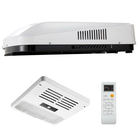 RV Air Conditioner, 15000 BTU RV AC Unit, 120V Ducted Rooftop Air Conditioner with Heat Pump & Cooling, Variable Speed Easy Install Quiet AC Unit with ADB Button Control & Remote Control, White