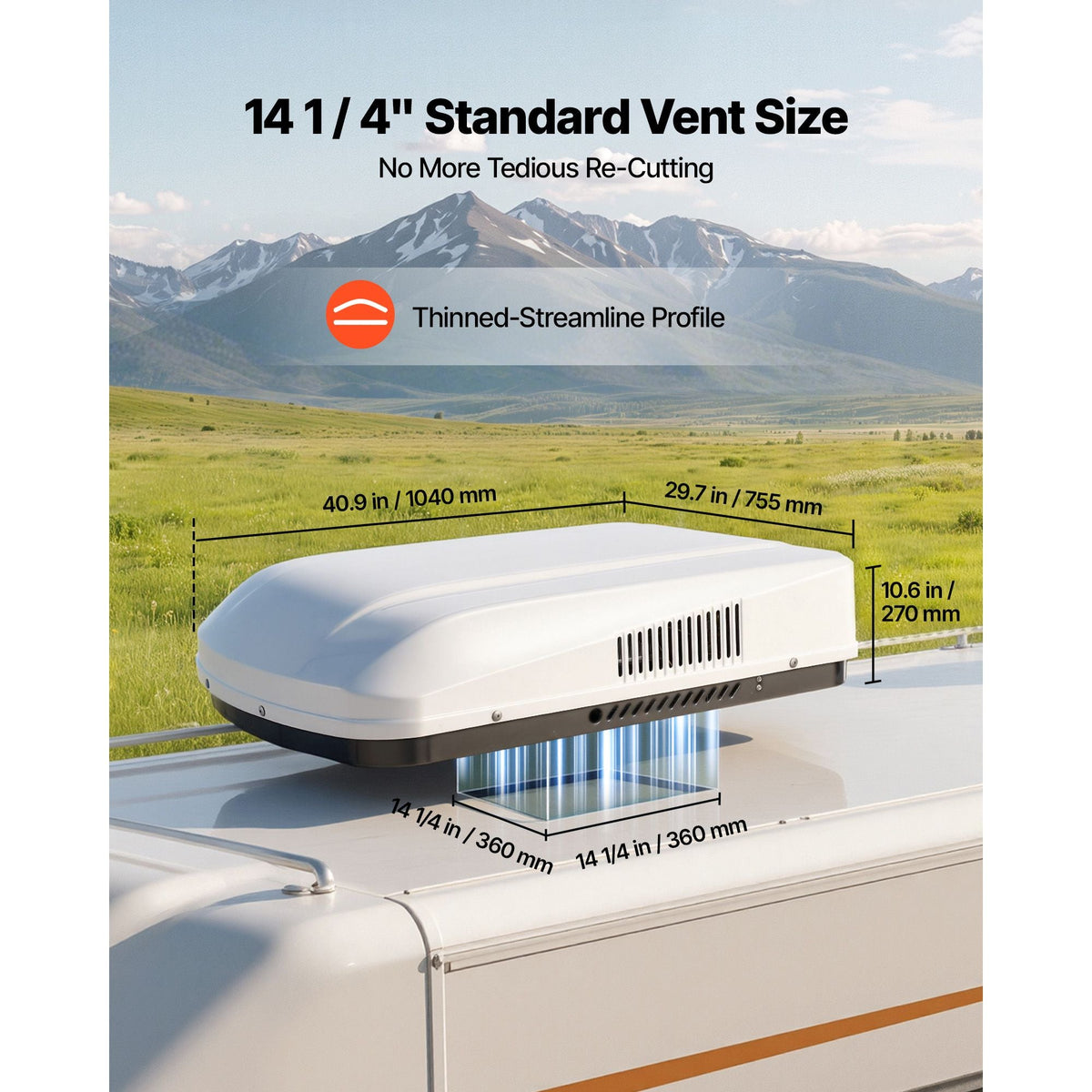 RV Air Conditioner, 15000 BTU RV AC Unit, 120V Ducted Rooftop Air Conditioner with Heat Pump & Cooling, Variable Speed Easy Install Quiet AC Unit with ADB Button Control & Remote Control, White