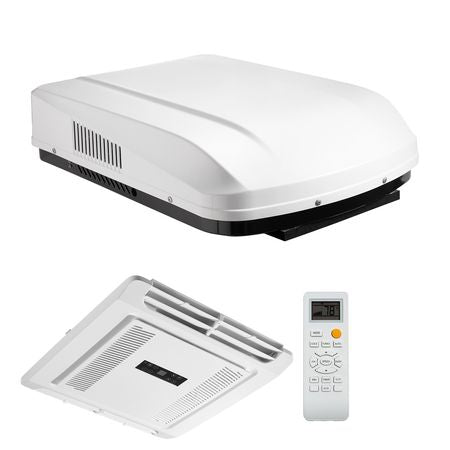 RV Air Conditioner, 15000 BTU RV AC Unit, 120V Non-Ducted Rooftop Air Conditioner with Heat Pump and Cooling, Variable Speed Easy Install Quiet AC with ADB Button Control & Remote Control, White