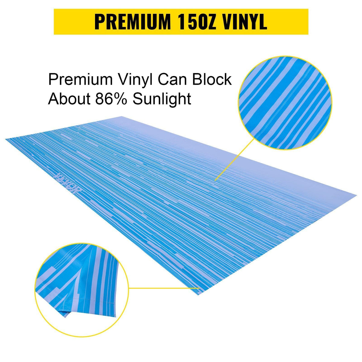 RV Awning 16\' Camper Awning Fabric, Trailer Awning Canopy Patio Camping Car Awning, Durable 15oz Vinyl Roller Tube for RV, Van, SUV, Patio Awning Replacement Ocean Blue Fade