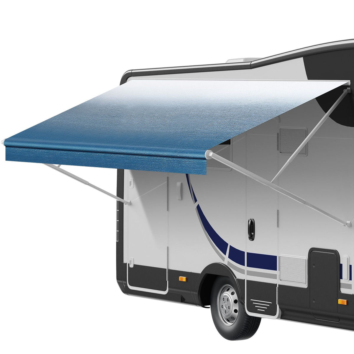 RV Awning Fabric Replacement, 11'2" Fabric Length for 12' Awning, Heavy Duty 3-Ply 16oz PVC Camper Awning Fabric, Waterproof & UV Protection Outdoor Canopy for RV, Trailer, Motorhome, Blue Fade