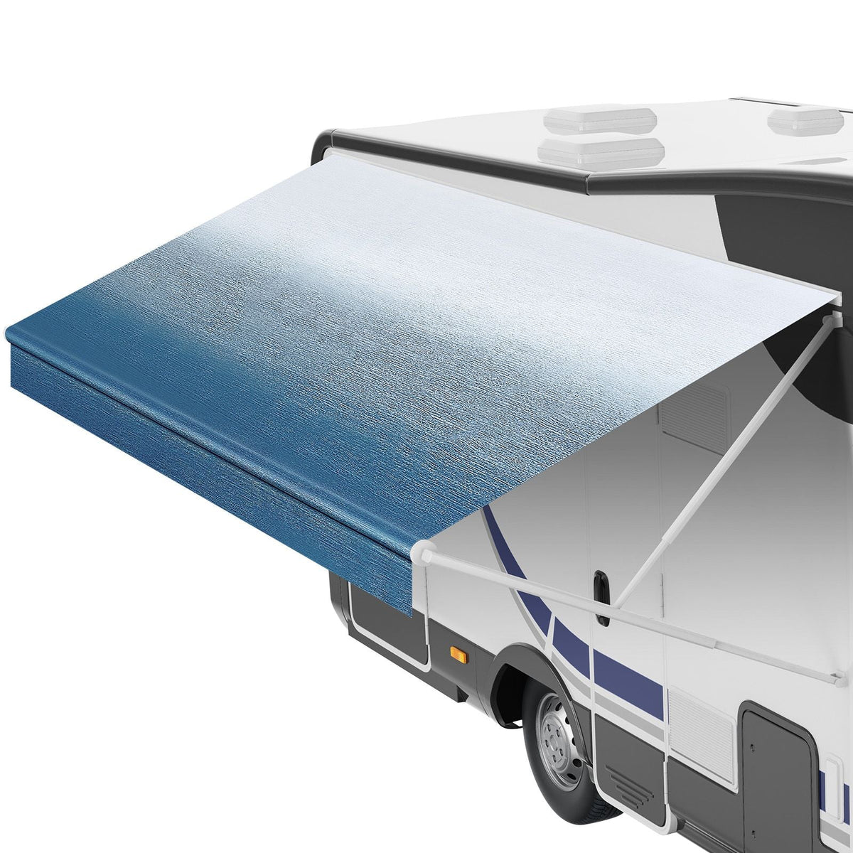 RV Awning Fabric Replacement, 13'2" Fabric Length for 14' Awning, Heavy Duty 3-Ply 16oz PVC Camper Awning Fabric, Waterproof & UV Protection Outdoor Canopy for RV, Trailer, Motorhome, Blue Fade