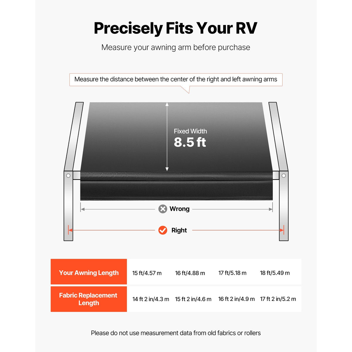 RV Awning Fabric Replacement, 17' (Fabric 16'2") 18 oz Heavy-Duty Weatherproof Vinyl Camper Awning Replacement, UPF50+ Protection Waterproof Outdoor Canopy for RV, Motorhome, Trailer, Black Fade