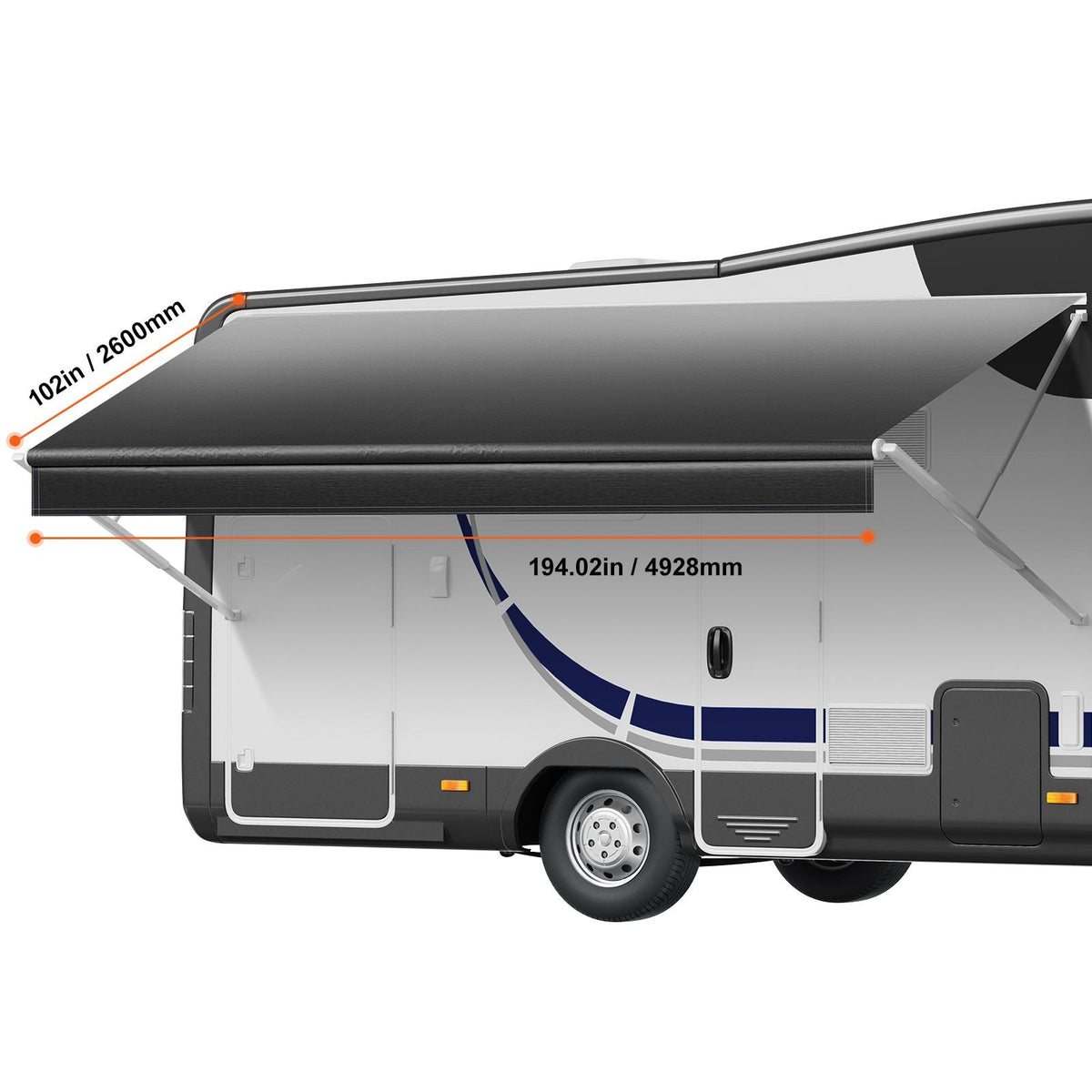 RV Awning Fabric Replacement, 17' (Fabric 16'2") 18 oz Heavy-Duty Weatherproof Vinyl Camper Awning Replacement, UPF50+ Protection Waterproof Outdoor Canopy for RV, Motorhome, Trailer, Black Fade