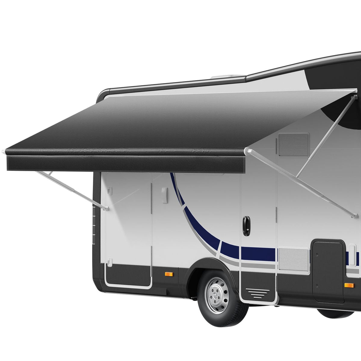 RV Awning Fabric Replacement, 17' (Fabric 16'2") 18 oz Heavy-Duty Weatherproof Vinyl Camper Awning Replacement, UPF50+ Protection Waterproof Outdoor Canopy for RV, Motorhome, Trailer, Black Fade