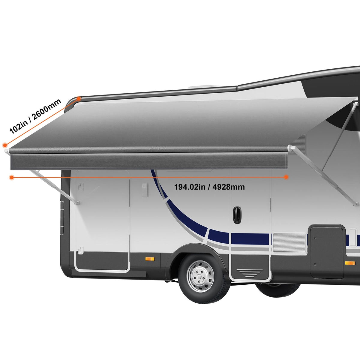 RV Awning Fabric Replacement, 17' (Fabric 16'2") 18 oz Heavy-Duty Weatherproof Vinyl Camper Awning Replacement, UPF50+ Protection Waterproof Outdoor Canopy for RV, Motorhome, Trailer, Gray Fade