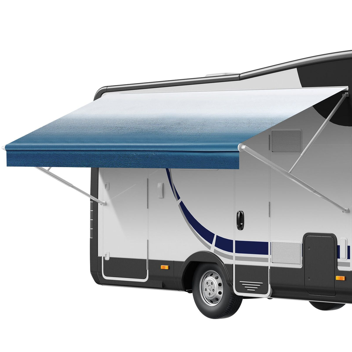 RV Awning Fabric Replacement, 17'2" Fabric Length for 18' Awning, Heavy Duty 3-Ply 16oz PVC Camper Awning Fabric, Waterproof & UV Protection Outdoor Canopy for RV, Trailer, Motorhome, Blue Fade